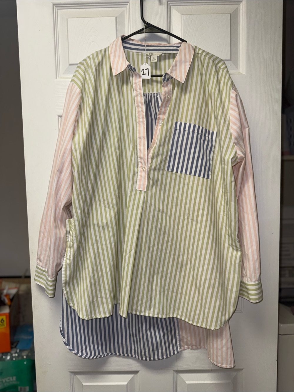 Cato Pastel Striped Oversized Button-Down Shirt - Picture 2 of 4